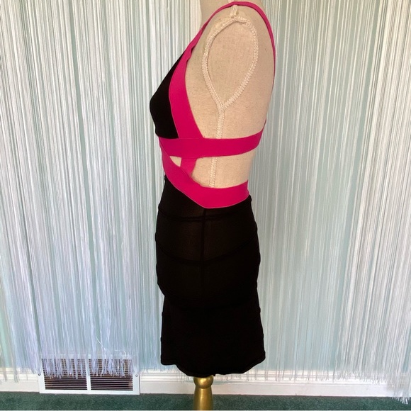 Pink and Black Cut Out Mini Dress Size Small - Picture 3 of 16